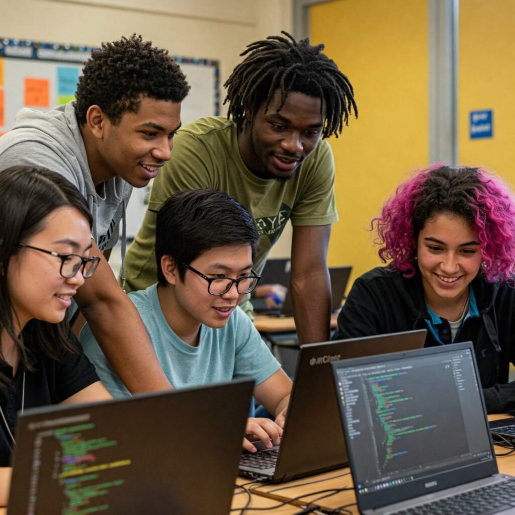 Diverse Students Coding
