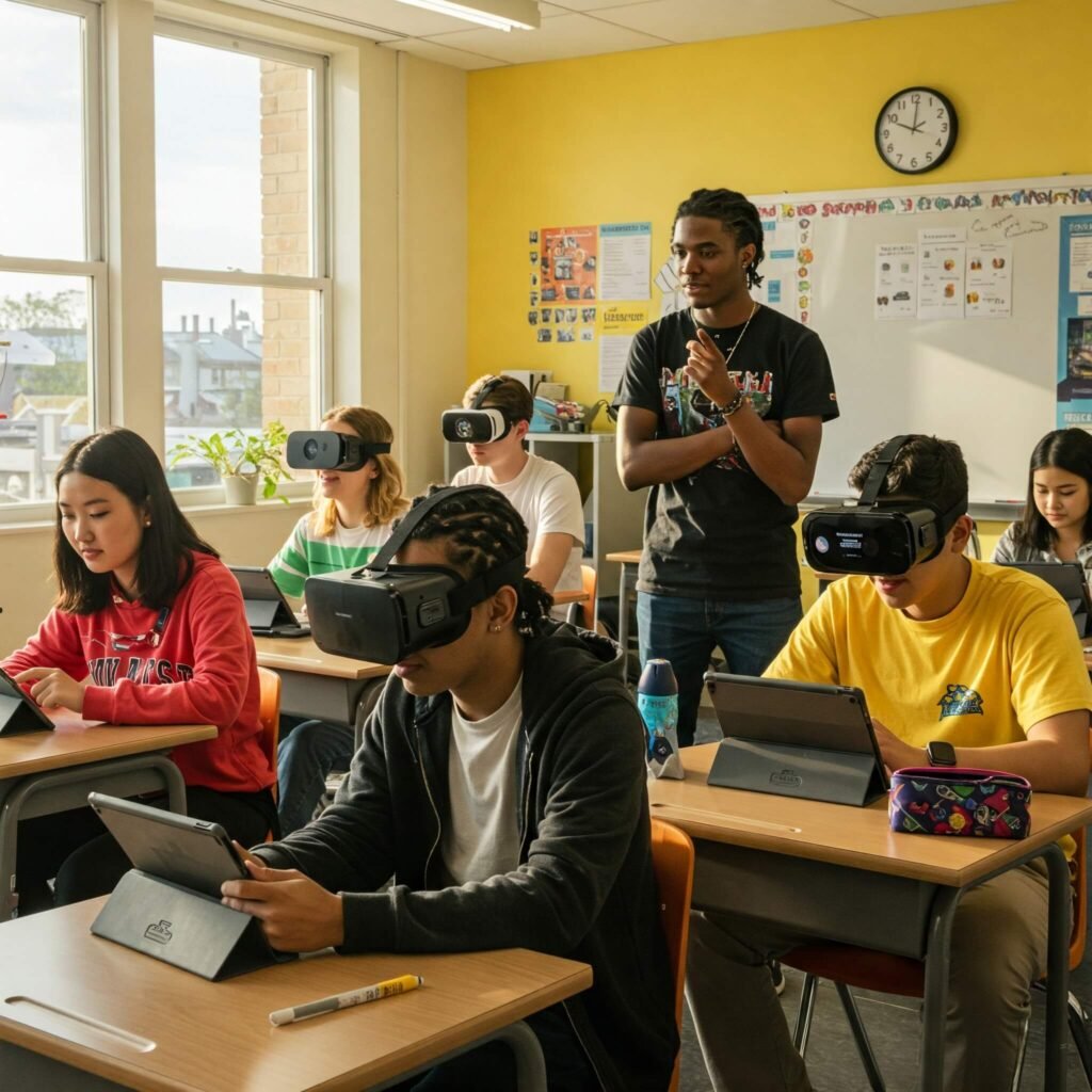 Diverse Students VR Tablets