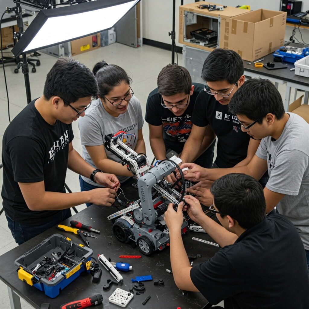 assembling a robot, constructing a model bridge