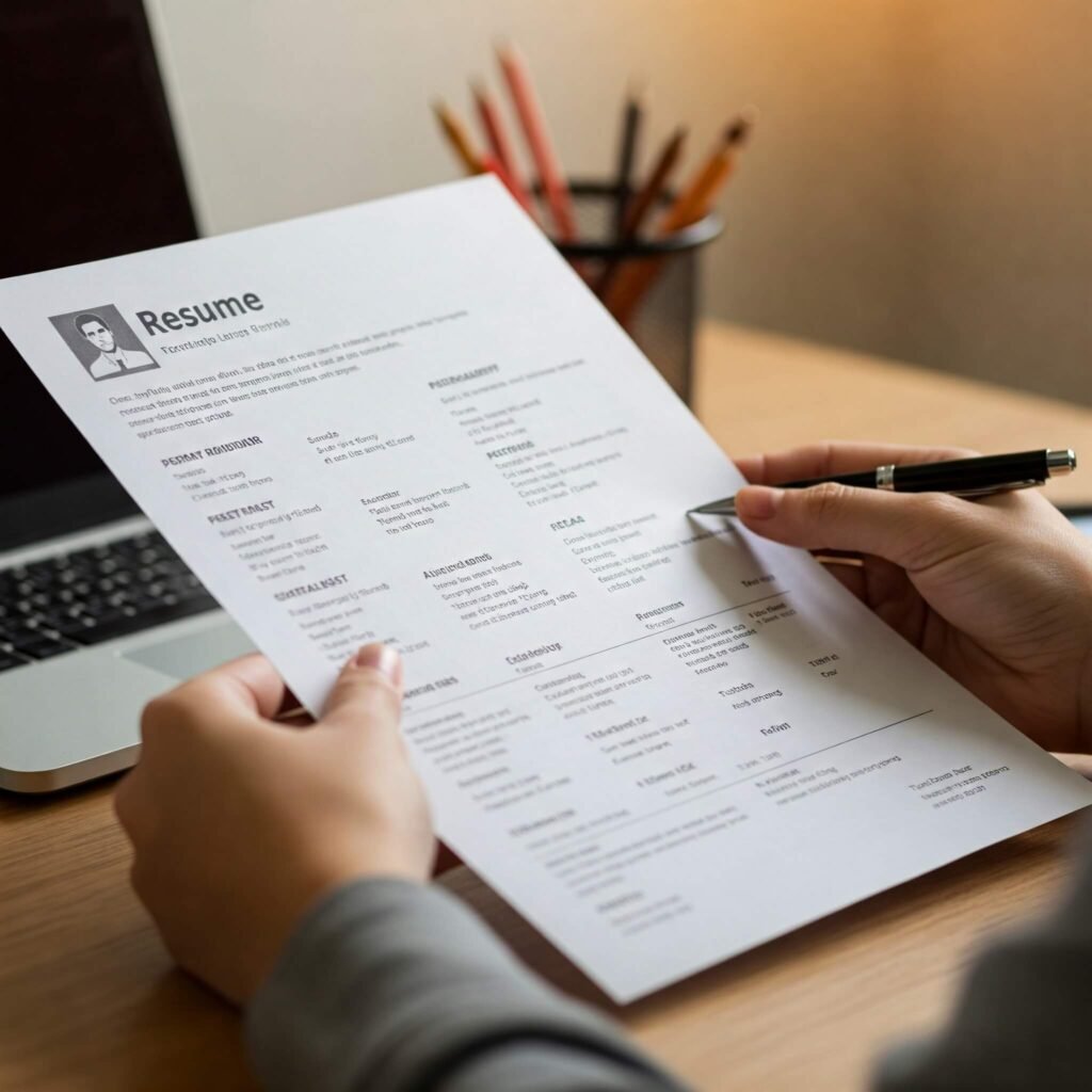Student Examining Resume