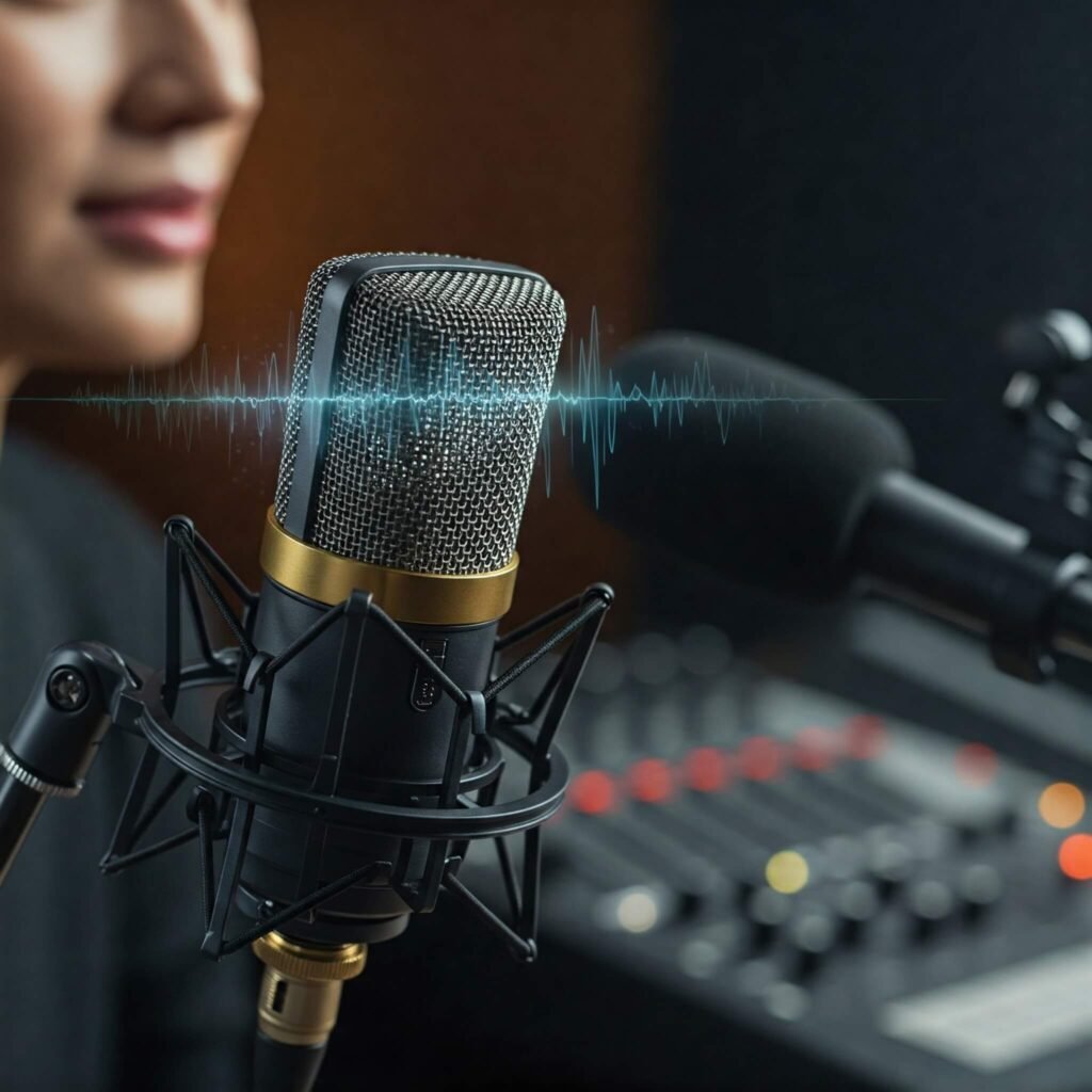 Professional microphone recording.