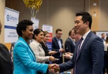 Find Local Career Fairs: Your Guide to Networking and Landing Your Dream Job Diverse professionals networking at a vibrant career fair.