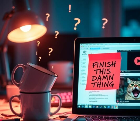 How to Write a Killer Research Paper in Less Time Chaotic desk with coffee mugs and desperate post-it note