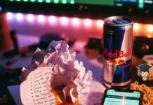 How to Write a Resume That Gets You Interviews – Student Edition Crumpled resume page soaked in ramen, tiny grad cap on Red Bull can