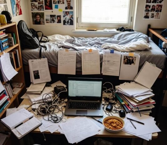 25 Work-From-Home Jobs You Can Start as a Student Cluttered student desk with laptop and ramen bowl