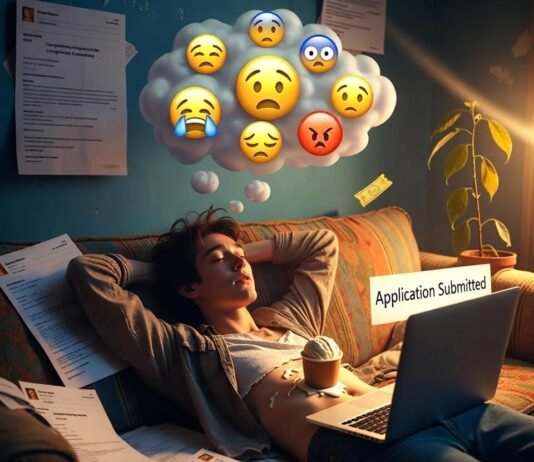 Top 10 Scholarships for U.S. Students in 2025 Exhausted student sprawled on couch with melting ice cream and scholarship emails