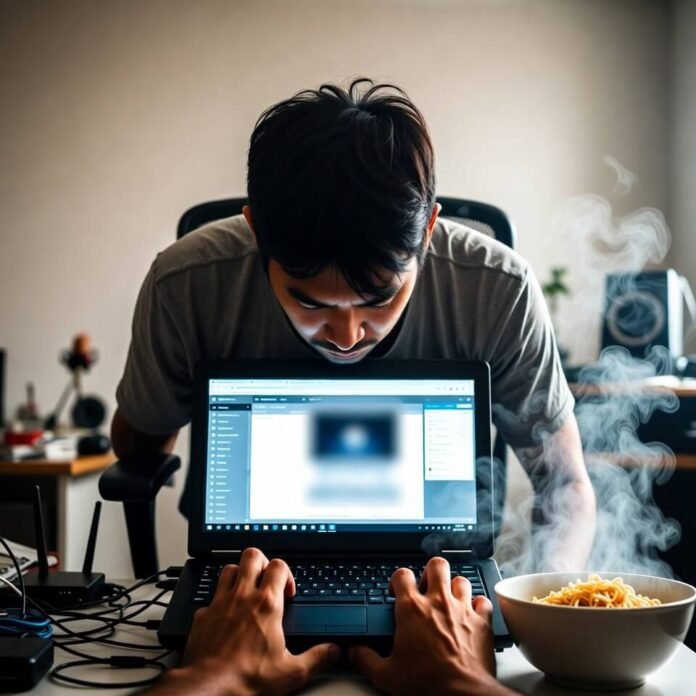 Messy ramen setup while job hunting Messy ramen setup while job hunting