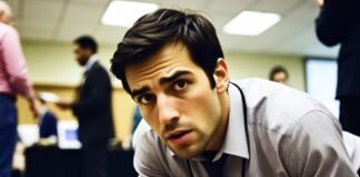 Networking for Students: How to Make the Right Connections Student fumbling business cards and spilling coffee at career fair