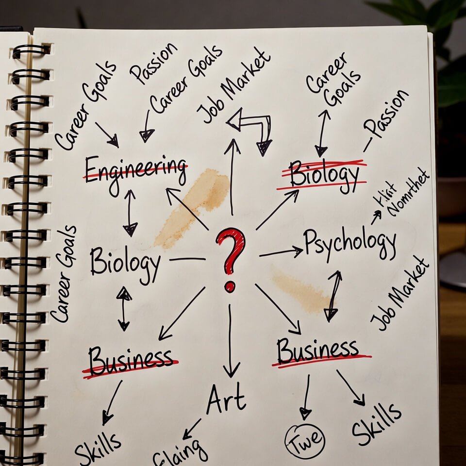 3 a.m. confused career mind map with question mark