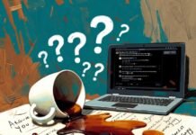 How to Improve Critical Thinking in 15 Minutes a Day Spilled coffee floods messy argument notes with annoyed question marks.