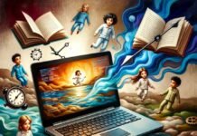 Top 10 Online Universities With Flexible Schedules Surreal laptop in flowing time river with pajama students