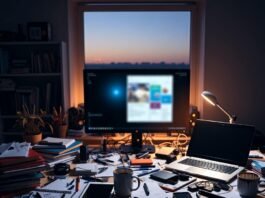 The 5 Biggest Ed Tech Innovations You Should Watch Messy desk with glowing ed tech and coffee stains