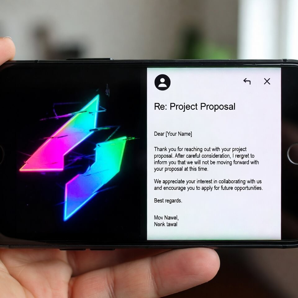 Hideous neon logo vs polite client rejection email