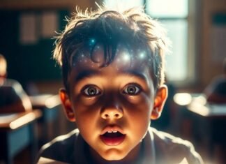 How Virtual Reality Is Reshaping Classroom Education Kid in VR high-fiving pterodactyl, water spilling on desk