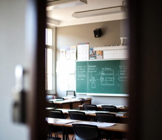 Teaching Careers That Pay Well and Make an Impact Sneaky classroom doorway view from inside