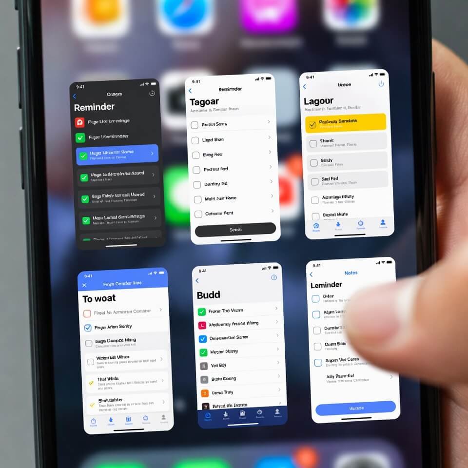 Overloaded phone with five reminder apps open