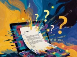 Best Online Certification Courses That Can Land You a Job Laptop morphing into job offer with glitchy binary code
