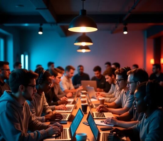 Top 7 Coding Bootcamps That Guarantee Job Placement Diverse coders collaborating late-night in bootcamp