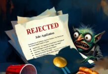 10 Interview Tips Every Student Should Know Before Graduation Crumpled diploma buried in rejections, pizza, and anxiety gremlin