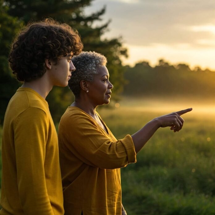 Mentor and student looking ahead Mentor and student looking ahead