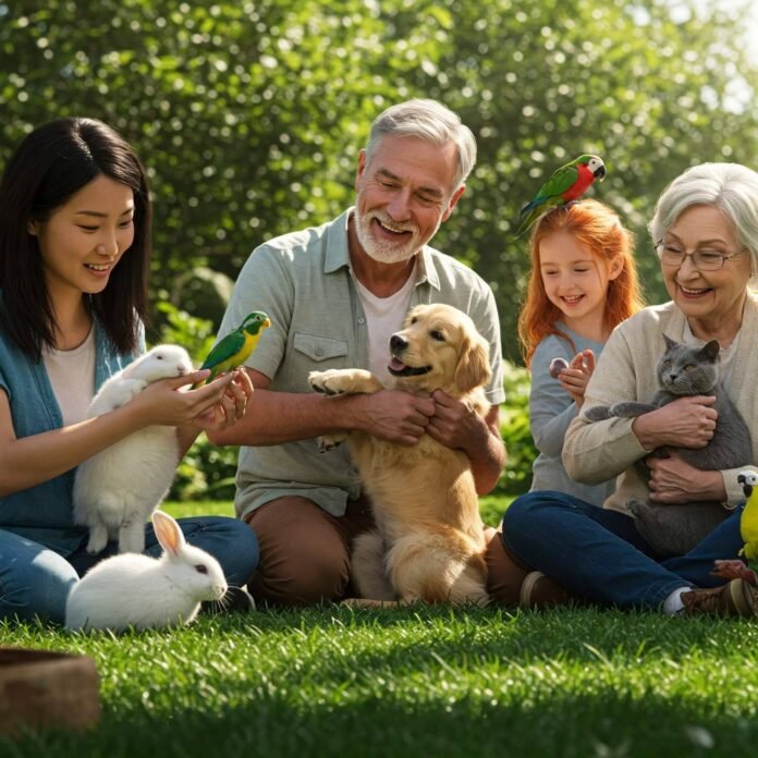 Happy people with pets